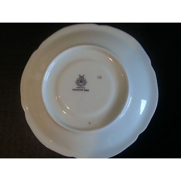 Castleton Rose Footed Tea Cup Saucer Gold Trim USA  Antique - Picture 5 of 8